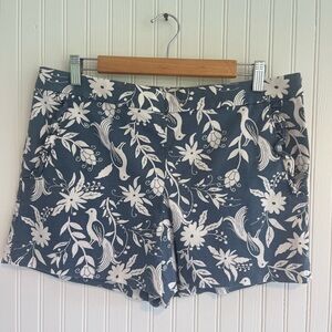 LOFT Floral Bird Ruffle Shorts 10